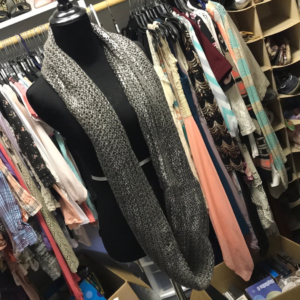 Silver metallic flakes scarf